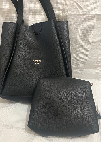Siyah Deri GUESS Kadın Omuz Çantası - Görsel 3