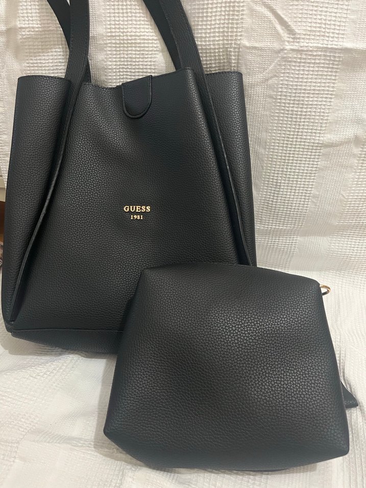 Siyah Deri GUESS Kadın Omuz Çantası - Görsel 3