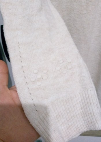 ekru renk Fırfırlı Salaş Kazak - Görsel 4