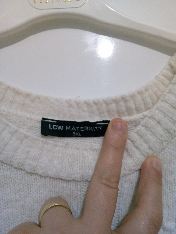 ekru renk Fırfırlı Salaş Kazak - Görsel 3