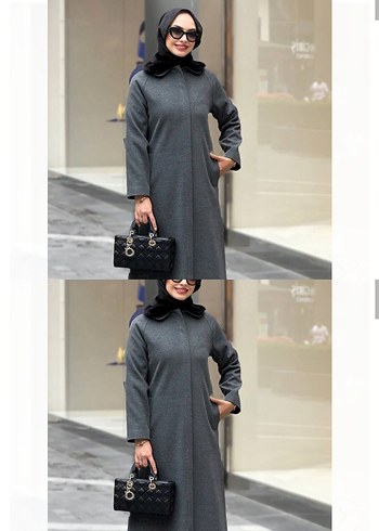 Nihle markasına ait, yakası kürk detaylı kaşe kaban - Görsel 3