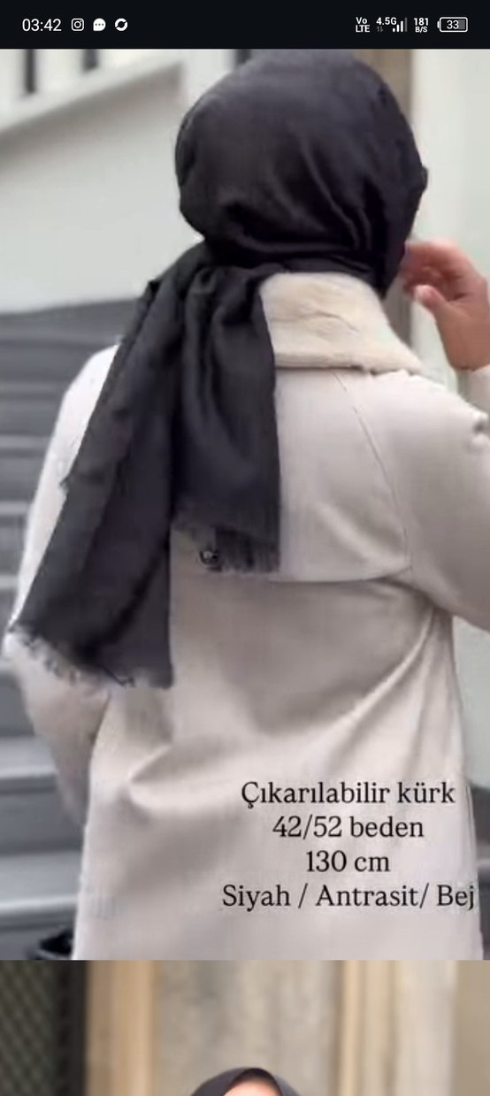 Nihle markasına ait, yakası kürk detaylı kaşe kaban - Görsel 4