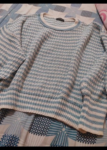 Mavi Örgü Kadın Mini Kazak - Görsel 5