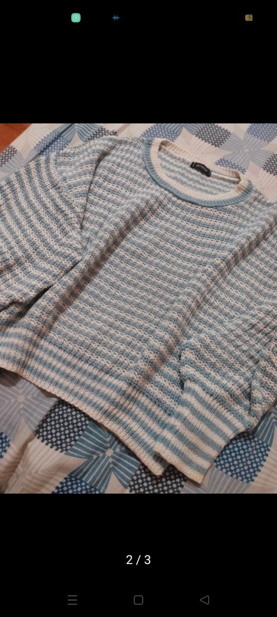 Mavi Örgü Kadın Mini Kazak - Görsel 3