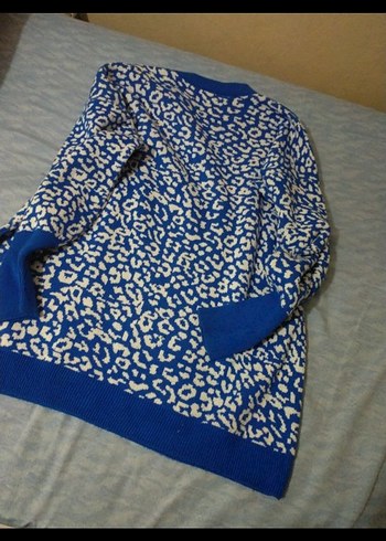 Kadın Mavi Desenli Triko Kazak - Görsel 5