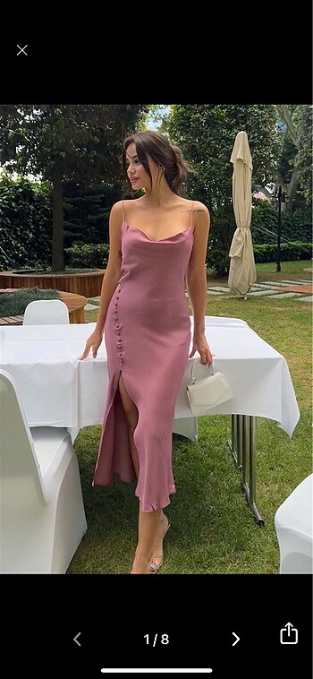 Zara yırtmaç detay saten elbise
