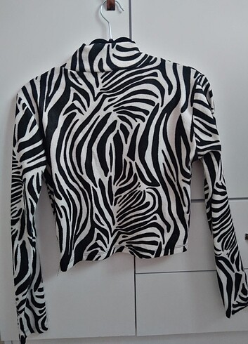 dik yaka zebra crop bluz