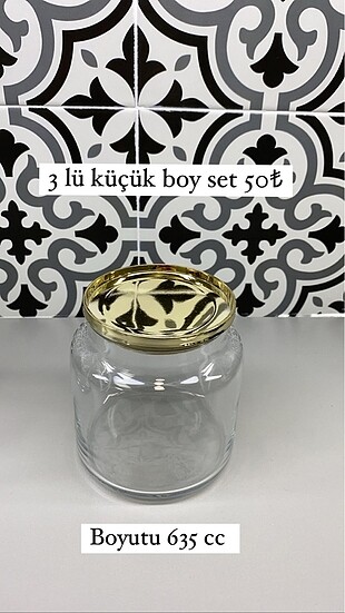 3lü gold kapaklı cam kavanoz