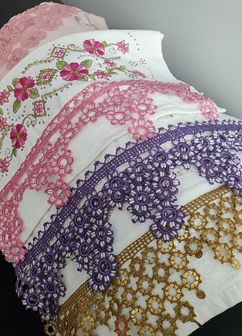 İğne oyalı dantel isleme kenarlı havlu - Görsel 5