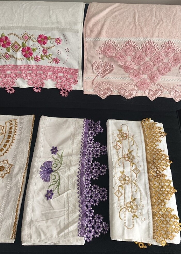 İğne oyalı dantel isleme kenarlı havlu - Görsel 4