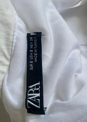 Zara Beyaz Drapeli V Yakalı Keten Midi Elbise