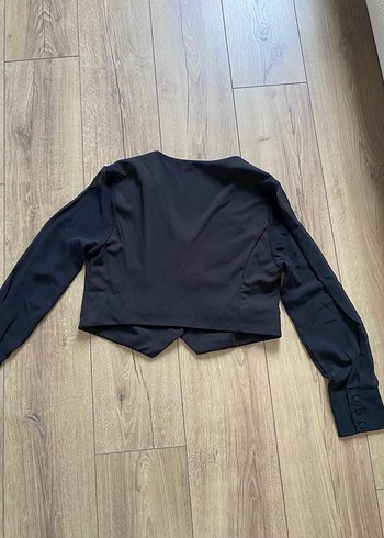 Kolları şifon yelek ceket - Görsel 3