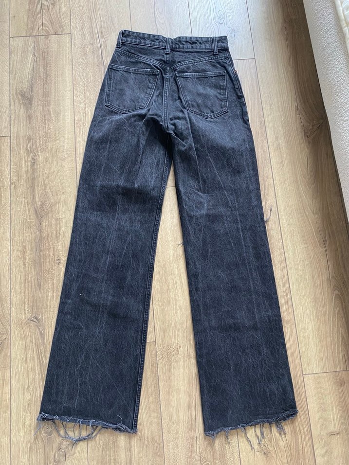 Siyah Yırtık Detaylı Midi Bol Kesim Kadın Jean - Görsel 2