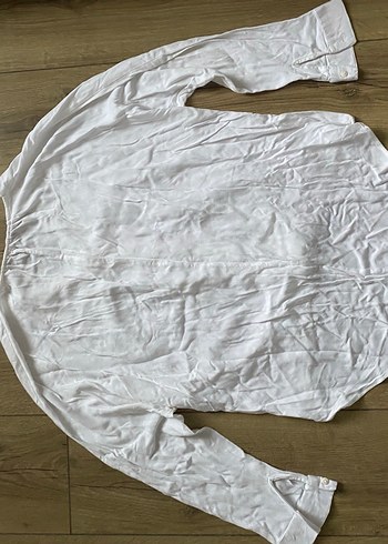 Kadın Beyaz Keten V Yaka Gömlek - Görsel 2