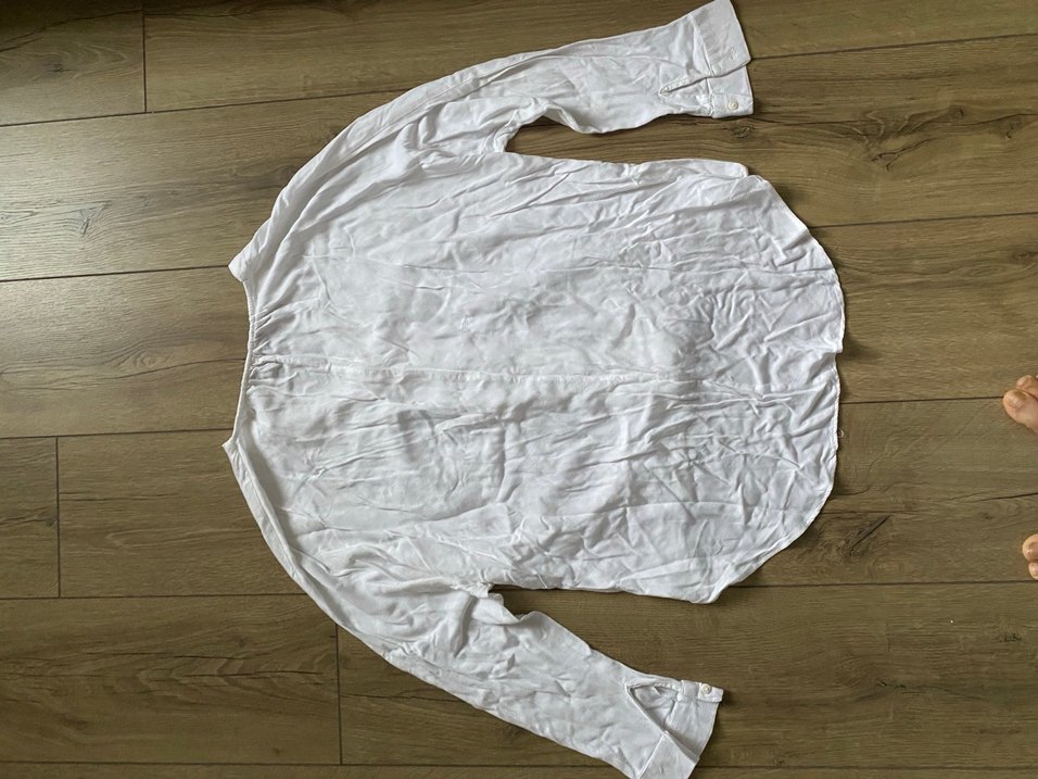 Kadın Beyaz Keten V Yaka Gömlek - Görsel 2