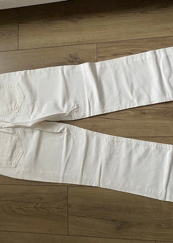 Beyaz Regular Fit Kadın Midi Kot Pantolon - Görsel 2