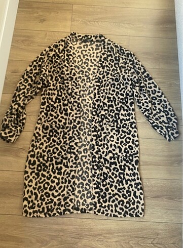 Leopar uzun hırka