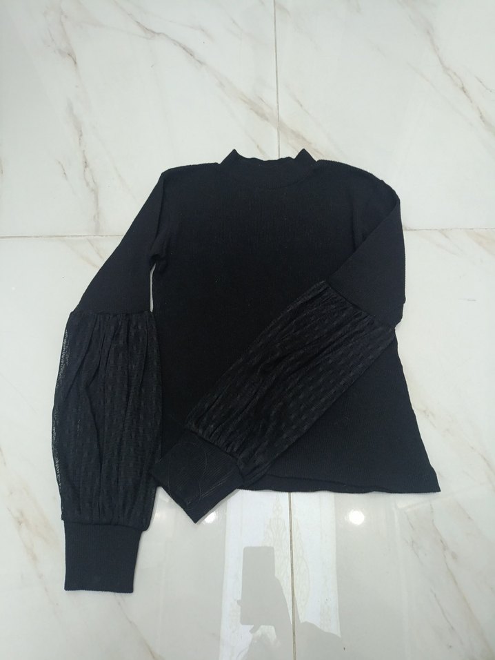 Kadın Siyah Pilili Uzun Kollu Bluz - Görsel 2