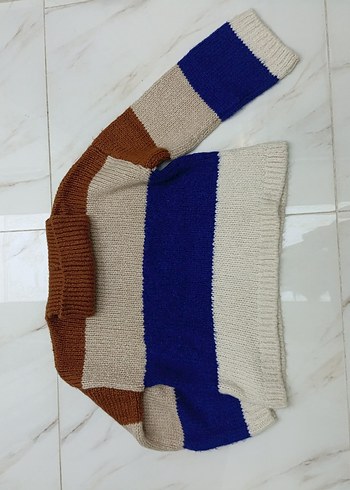 Renkli Boğazlı Örgü Kadın Kazak - Görsel 2