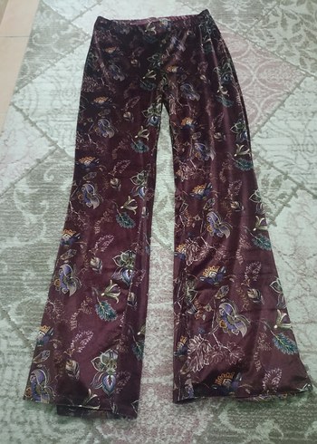 Bordo Bohem Salaş Desenli Kadın Pantolon - Görsel 2