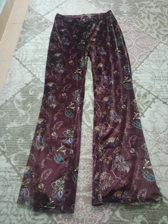 Bordo Bohem Salaş Desenli Kadın Pantolon - Görsel 3