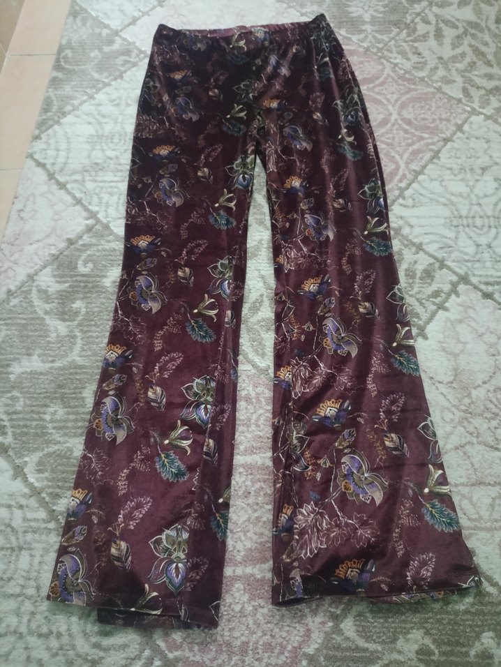 Bordo Bohem Salaş Desenli Kadın Pantolon - Görsel 2