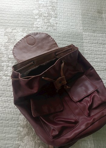 Kahverengi Deri Tokalı Sırt Çantası - Görsel 3