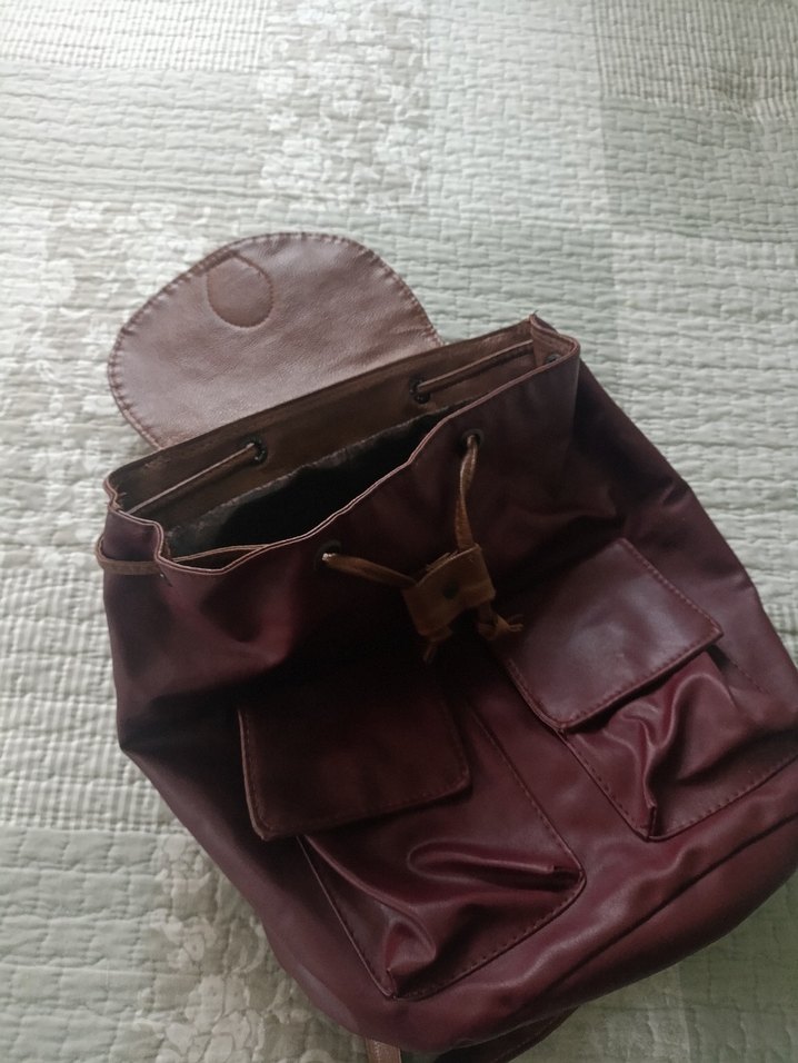 Kahverengi Deri Tokalı Sırt Çantası - Görsel 3