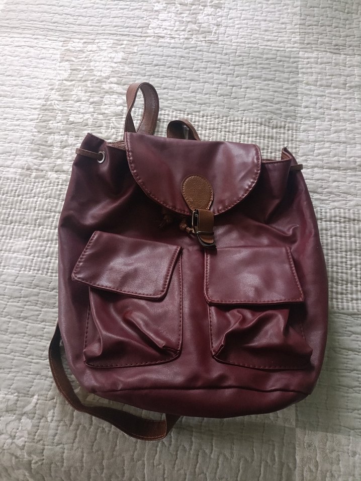 Kahverengi Deri Tokalı Sırt Çantası - Görsel 2