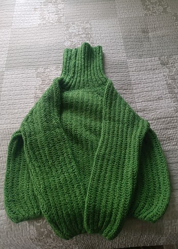 Yeşil Örgü Boğazlı Kadın Kazak - Görsel 3