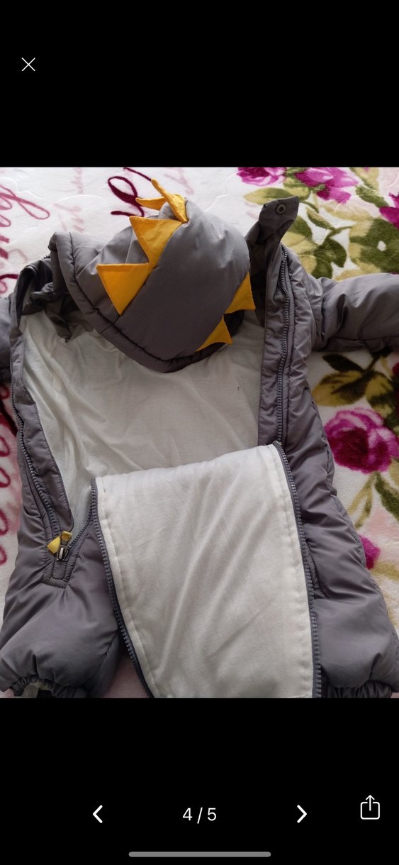 Gri Fermuarlı Erkek Bebek Kayak Tulumu - Görsel 3