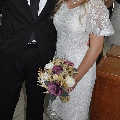 36 Beden beyaz Renk Nikah elbisesi