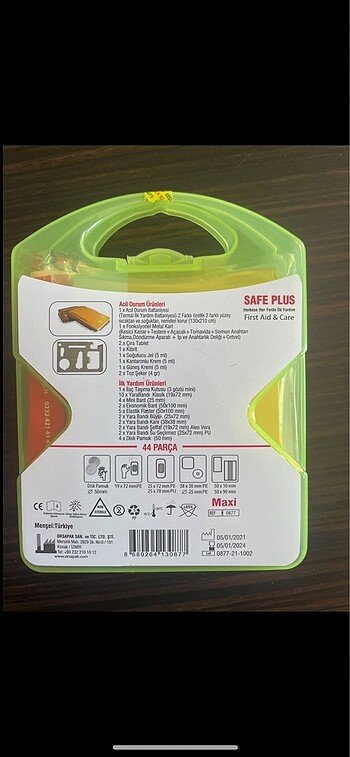 Beden Safe plus acil durum yardım kiti 18 ürün 44 parça sıfır
