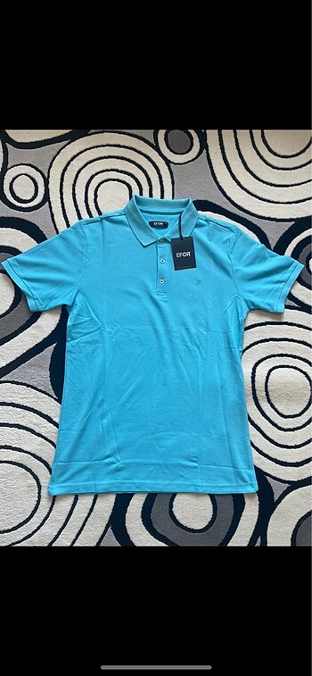 Efor XL beden Polo yaka açık mavi slimfit tişört sıfır