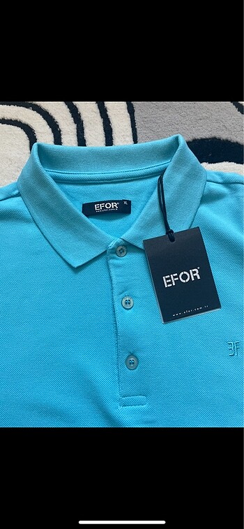 Diğer Efor XL beden Polo yaka açık mavi slimfit tişört sıfır