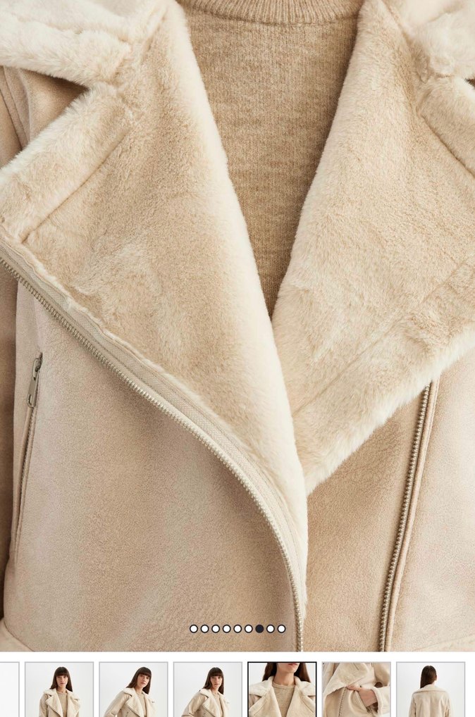 Bej Süet Kürk Detaylı Midi Ceket - Görsel 2