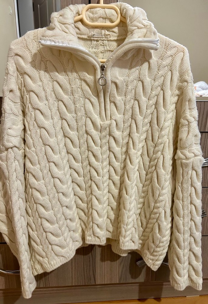 Yarım Fermuarlı Örgülü Triko Kazak - Görsel 2