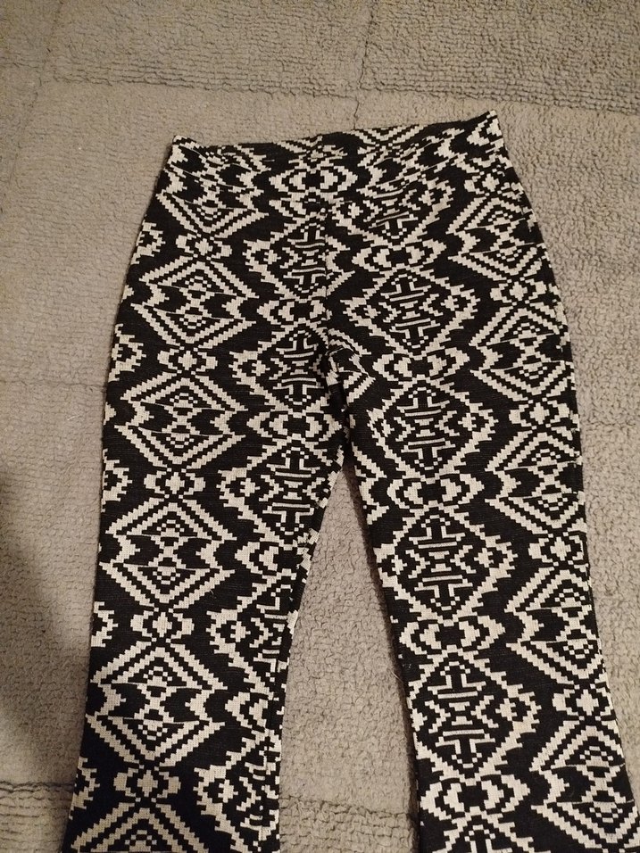 Desenli Bohem Örgü İspanyol Paça Pantolon - Görsel 2