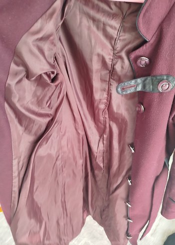 Bordo Kadın Süet Uzun Kaban - Görsel 2