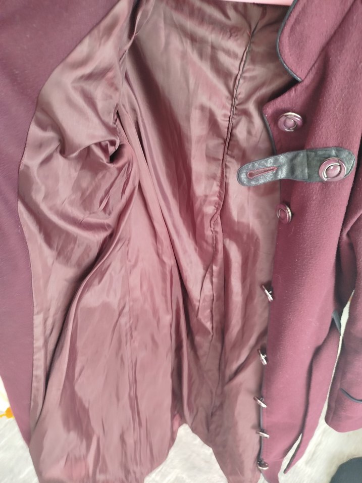 Bordo Kadın Süet Uzun Kaban - Görsel 2