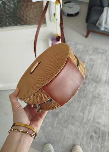 Püsküllü Bej Örgü Bohem Kadın Çanta - Görsel 4