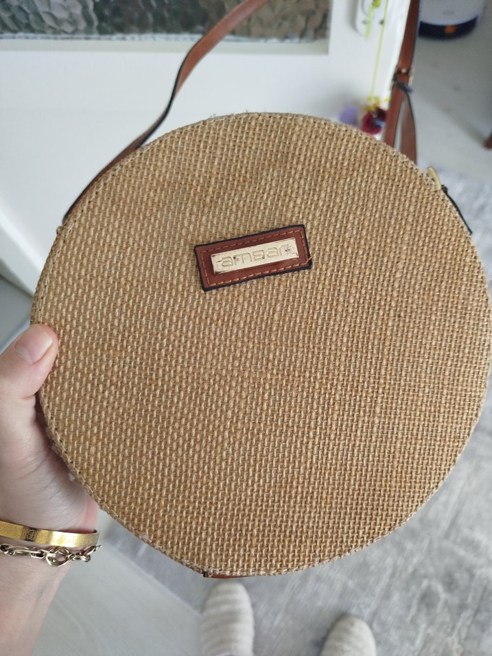 Püsküllü Bej Örgü Bohem Kadın Çanta - Görsel 2