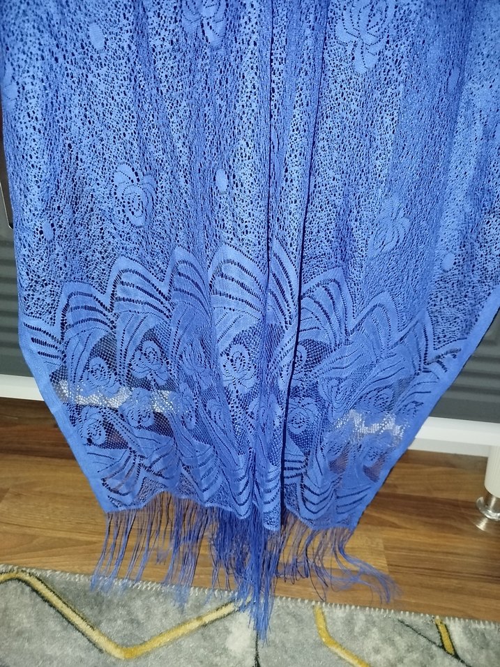 Mavi Dantel Detaylı Bohem Mini Pareo - Görsel 2