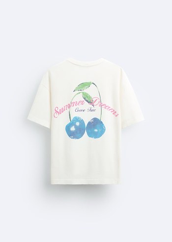 Zara orijinal baskı detaylı t shirt sıfır - Görsel 6