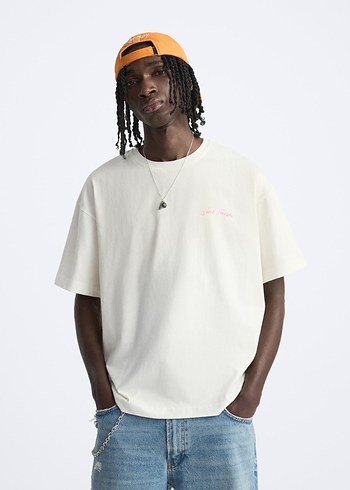 Zara orijinal baskı detaylı t shirt sıfır - Görsel 2