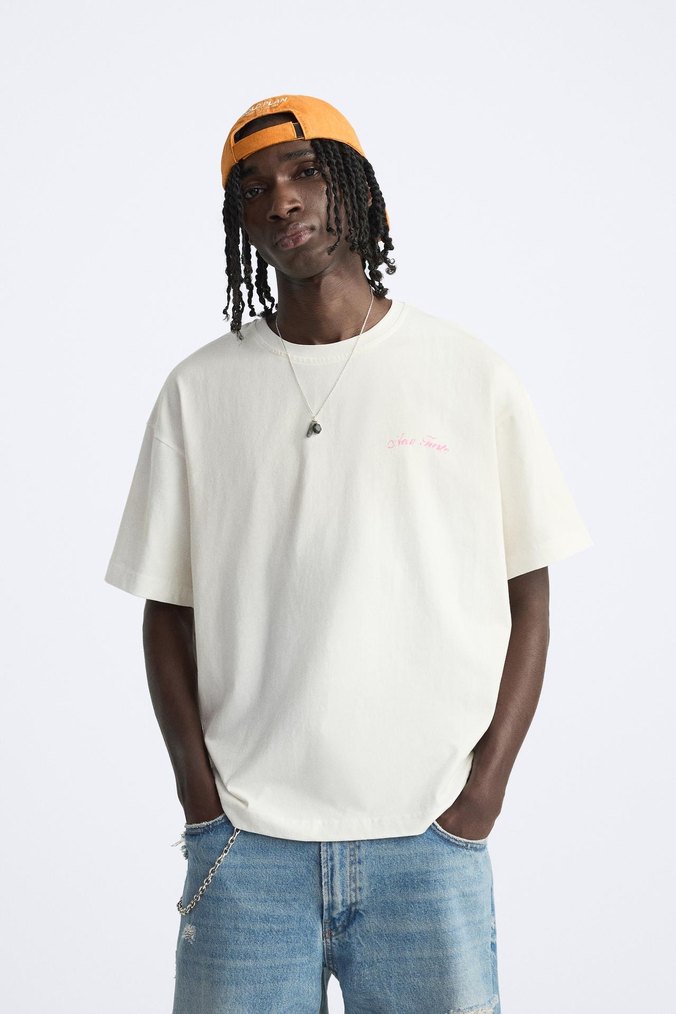 Zara orijinal baskı detaylı t shirt sıfır - Görsel 2