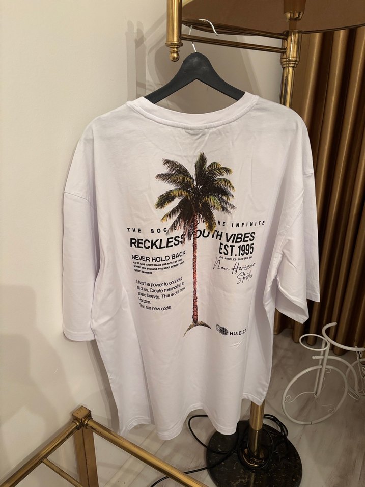 H&m palmiye deraylı t shirt orijinal sıfır - Görsel 3
