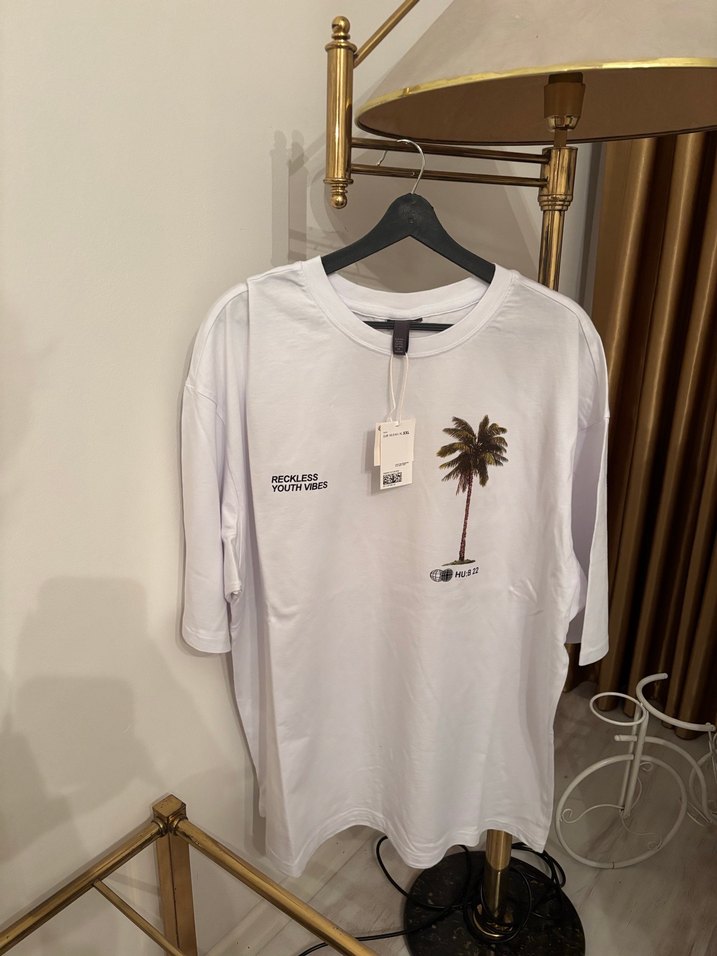 H&m palmiye deraylı t shirt orijinal sıfır - Görsel 2
