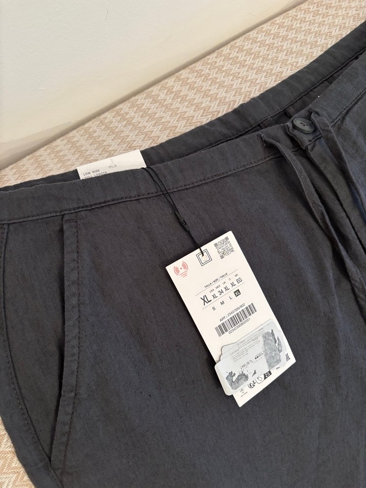Zara  pamuklu keten pantolon etiketli - Görsel 4