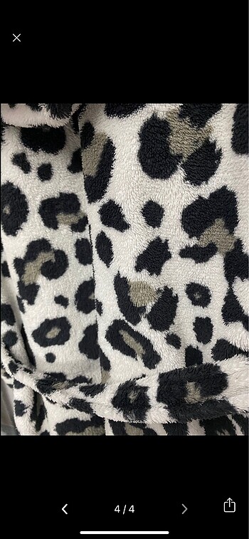 xs Beden siyah Renk Leopar desenli sabahlık